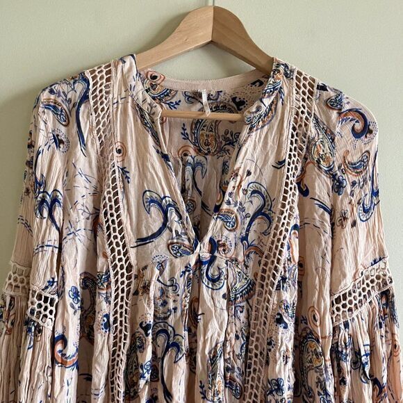 Free People ‘Just The Two Of‎ Us’ Paisley Peachy-Pink Tunic Dress Womens … - Picture 6 of 12
